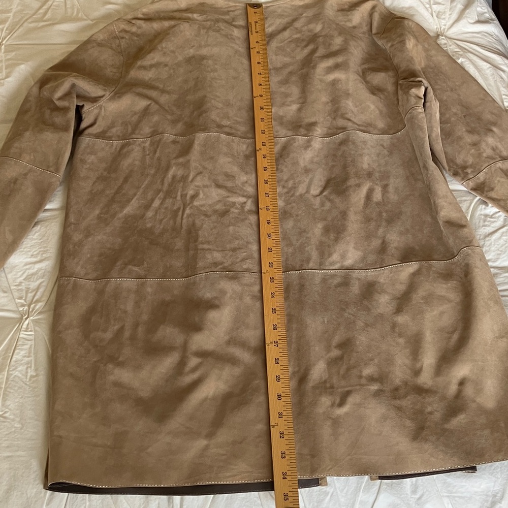 Lafayette 148 New York Taupe Suede Leather Jacket - Picture 7 of 8